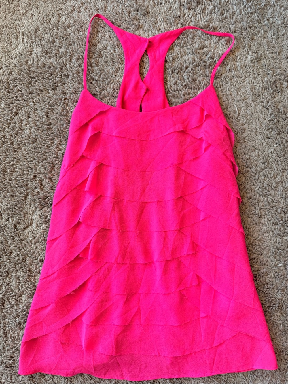 Naked Zebra boutique hot Pink Ruffle Tank Top